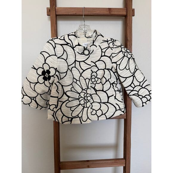 ECI Jackets & Blazers - Eci Cropped Floral Linen Blend Blazer/Jacket